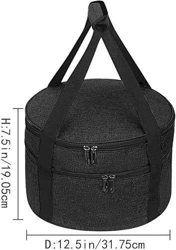 Miniatura 7 de Transportador de cacerola portador de tartas bolsa de almacenamiento aislada con asas de transporte 2 compartimentos bolsa de almuerzo aislada