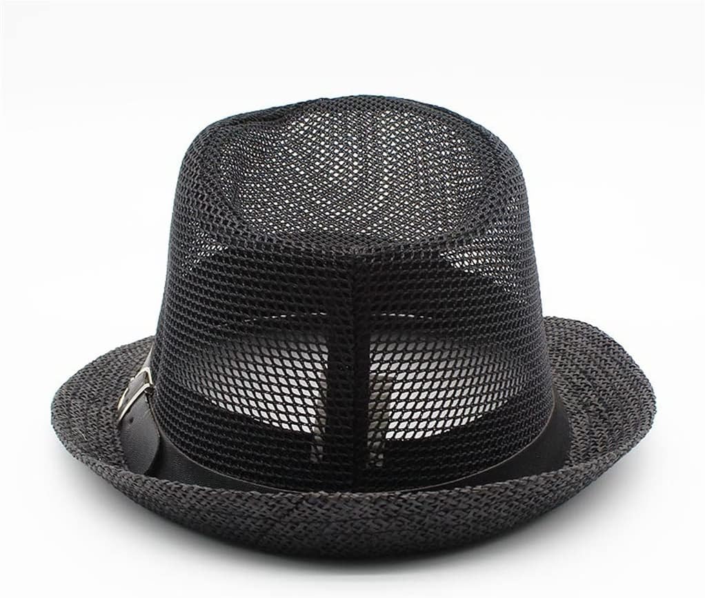 HBJWOV Outdoor Shading Outing Sunscreen Hat Elderly Men Breathable Mesh Gauze British Small Top Hat Jazz