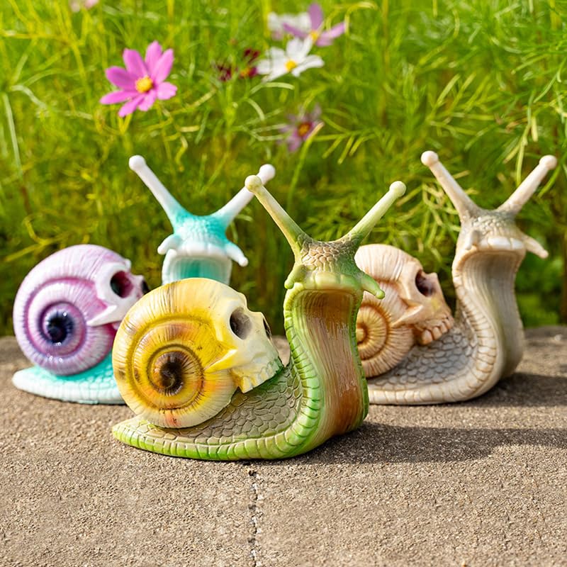 Amazon.com: DODXIAOBEUL Skull Snail Garden Statues Halloween Skull