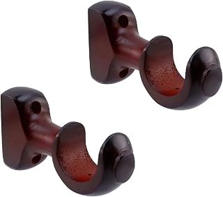 Antrader Wood Curtain Rod Brackets,1-3/8in Reddish Brown Support Brackets