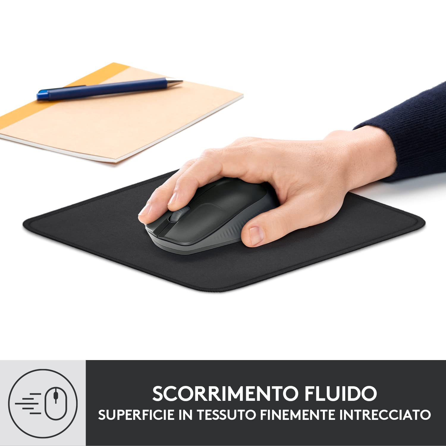 Logitech Mouse Pad Studio Series per Computer Base Gomma Antiscivolo Grigio