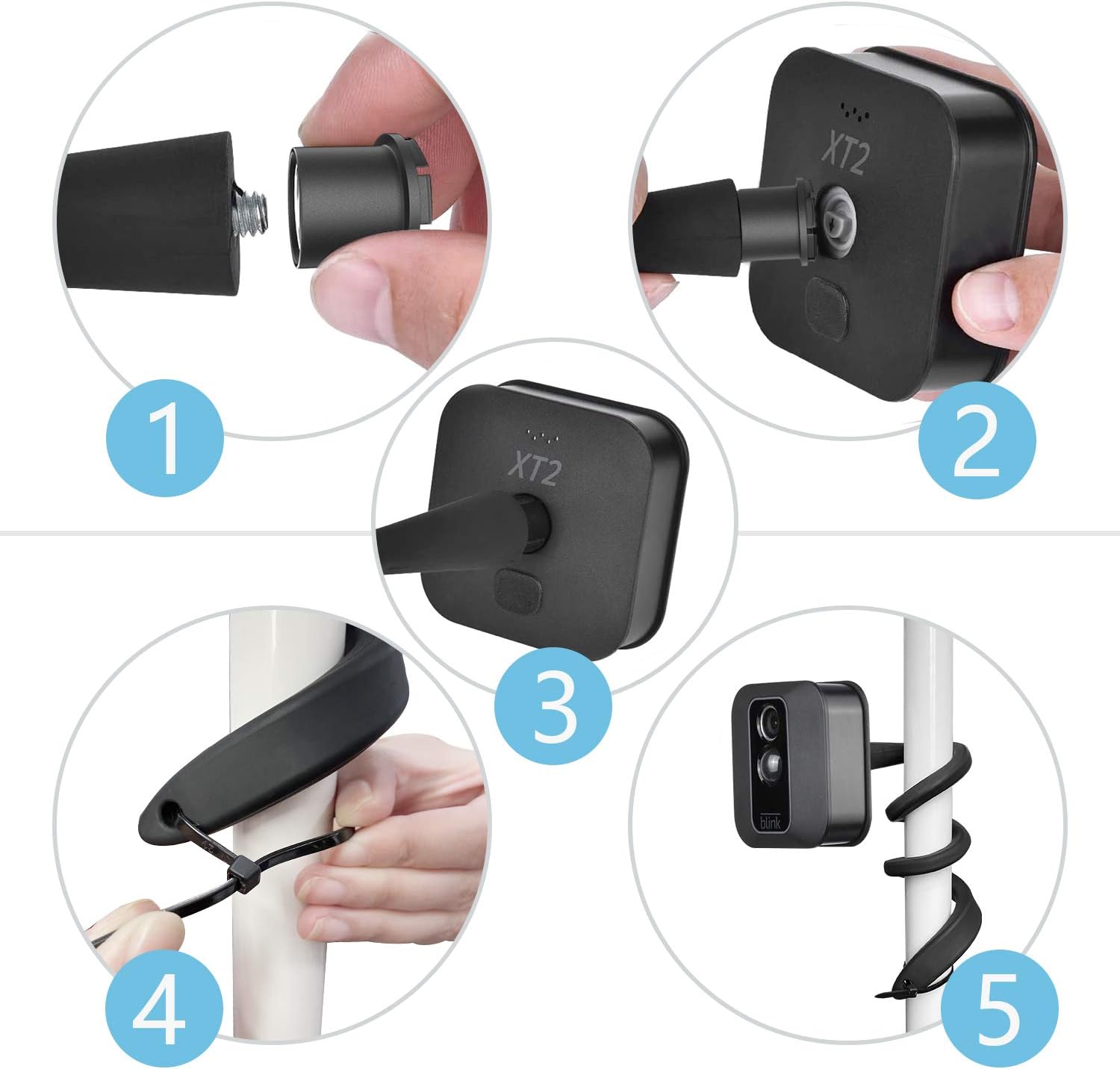 HOLACA Flexible Twist Mount for All-New Blink Outdoor Camera Blink Indoor Blink XT2, No Tools Installation for Your Blink Home Security Camera System(2Pack, Black)