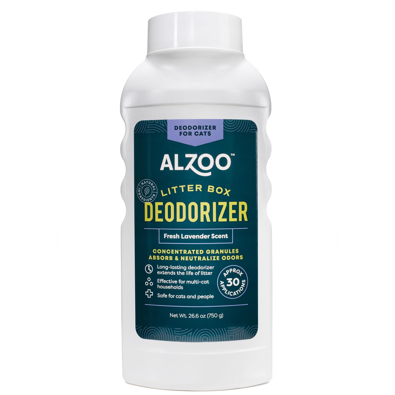 ALZOO Cat Litter Deodorizer, Fresh Lavender Scent - Neutralize and Prevent Odor Formation - Prolong The Life of Your Litter - 26 oz - About 30 uses
