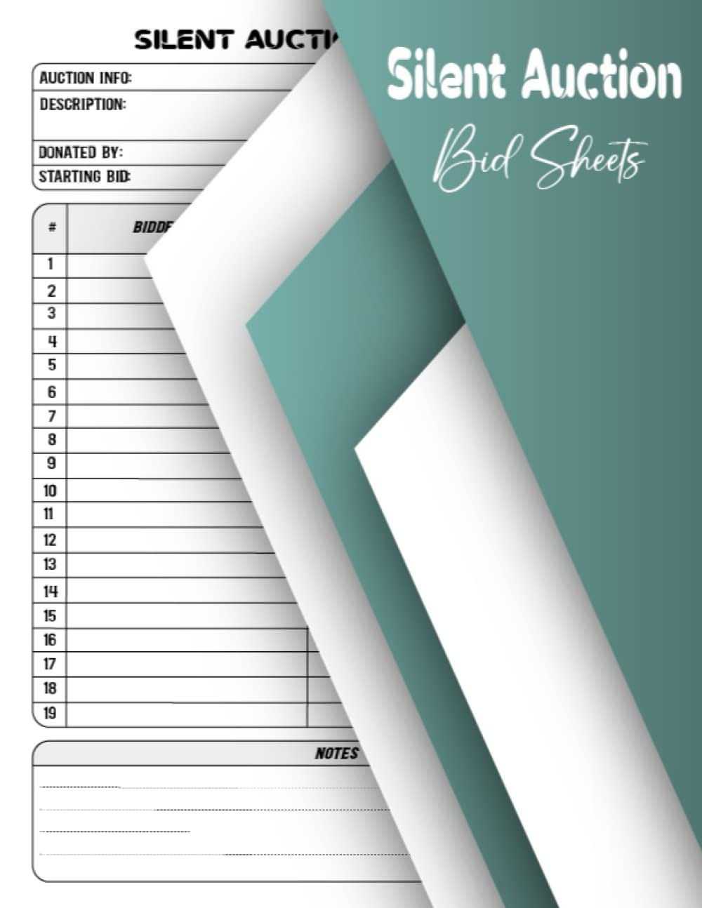 Silent Auction Bid Sheets: Silent Auction Bid Sheets Duplicate, Auction Bid Tracker Book | Auction Bidding Forms Organizer, charity Auction Bid Forms Tracker | 120 Pages