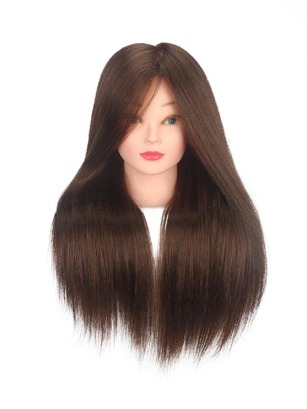 18 pollici marrone 100% capelli Parrucchiere Capelli lunghi Acconciatura Pratica testa