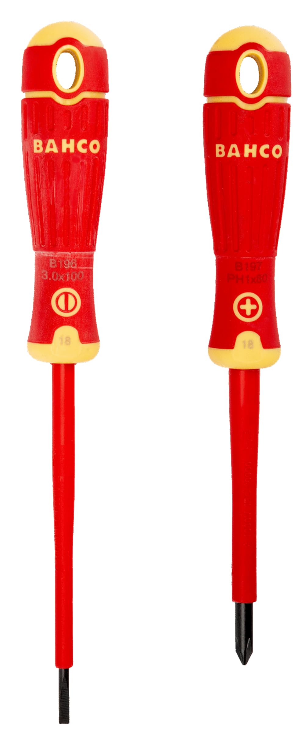 Bahco B220.002 Fit Slotted 3.0/Ph1 Insulated Screwdriver Set, Multi-Colour - Image 2