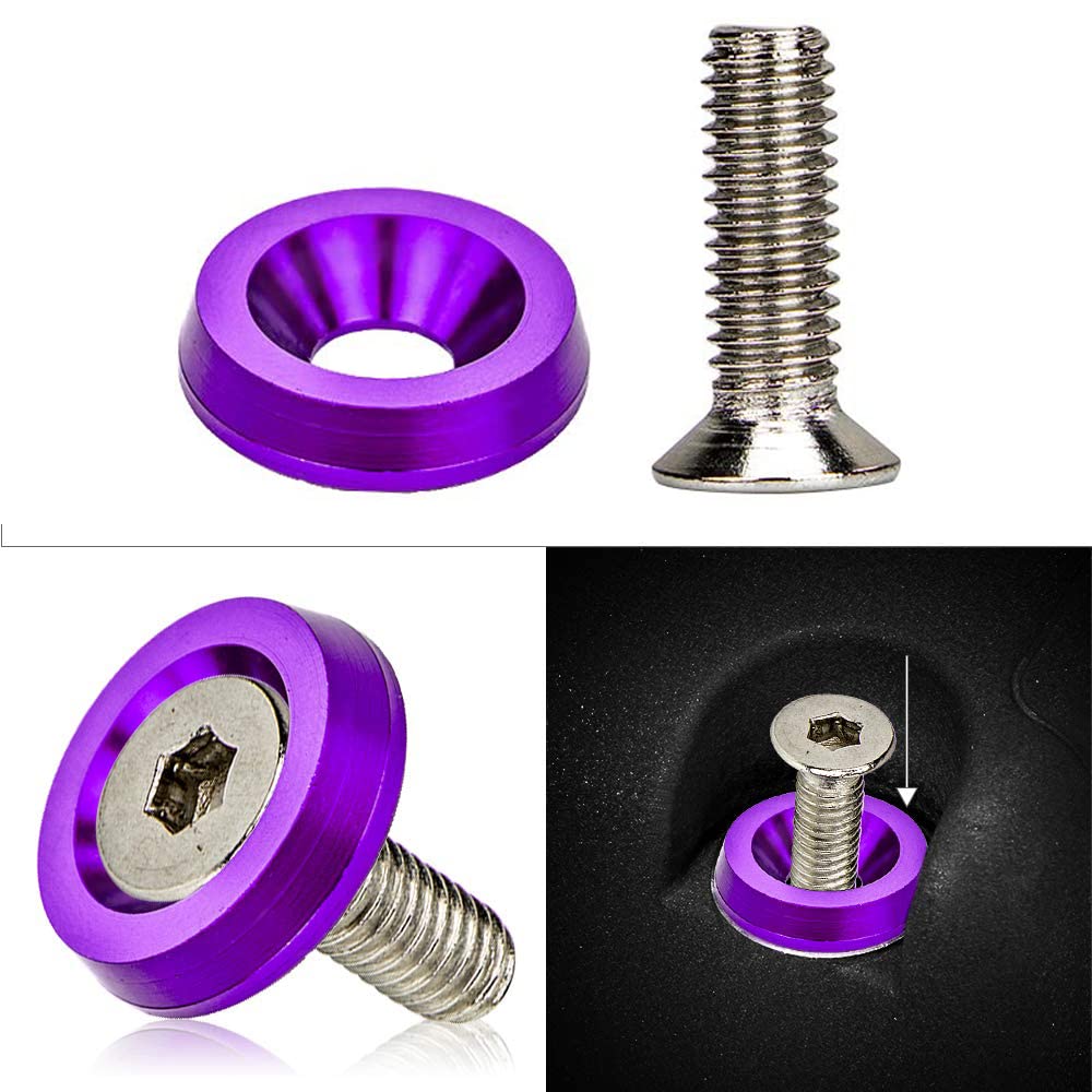 Kit de pernos de arandela de parachoques, TOTMOX 20 piezas Modificación de aluminio de acero inoxidable Tornillos M6 Kit de pernos de arandela de parachoques