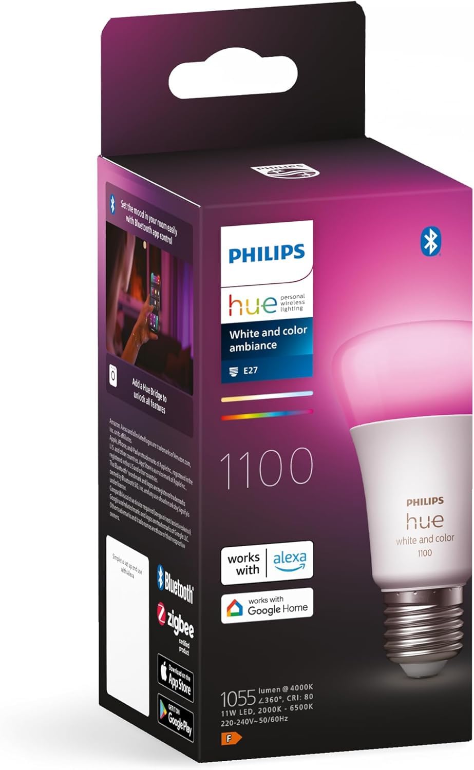 Philips Hue White and color ambiance Żarówka E27 1100 lm 8W (75W), 16 mln kolorów, możliwość przyciemniania, inteligentne oświetlenie