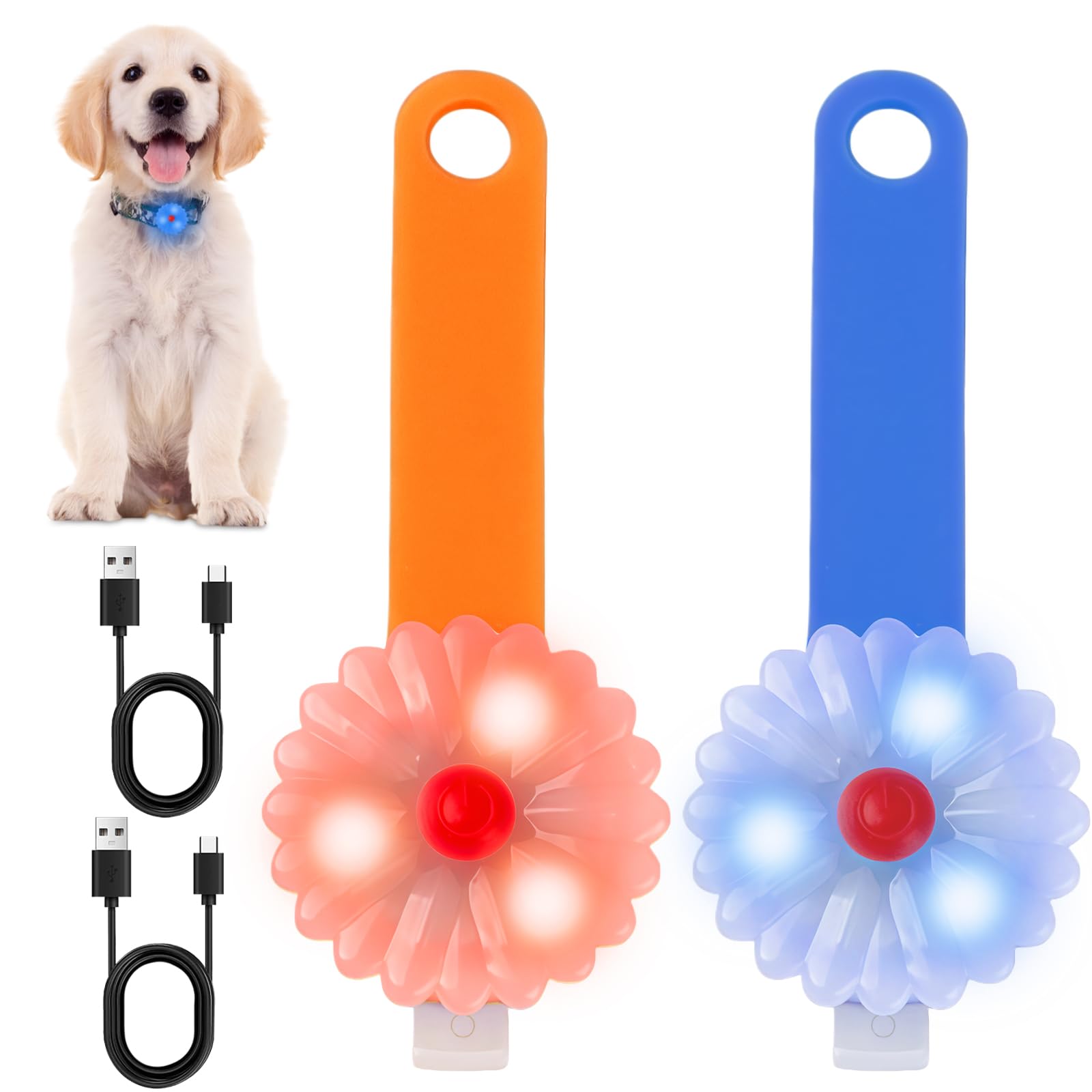 AMFUN LED Dog Collar Light, Light Up Dog Collar with Rechargeable Battery, Adjustable for Small Medium Large Dogs, Increased Dog's Safety