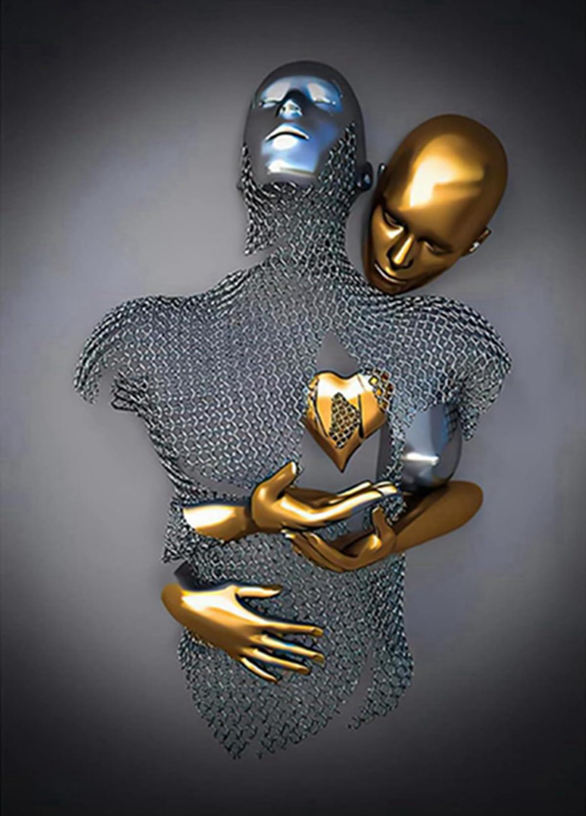 JNAOZI Feminist Poster Trendy Girl Fashion Canvas Wall Art,3D Metal Sculpture Romantic Lovers Mural Home Wall Decoration - Without Frame (Lovers,1Pcs-40x60cm)…