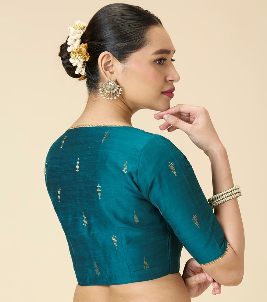 Image of Studio Shringaar Women's Handloom Cotton Silk Readymade Saree Blouse with Underarm Sweat Pads (Pack of 14 Pads)