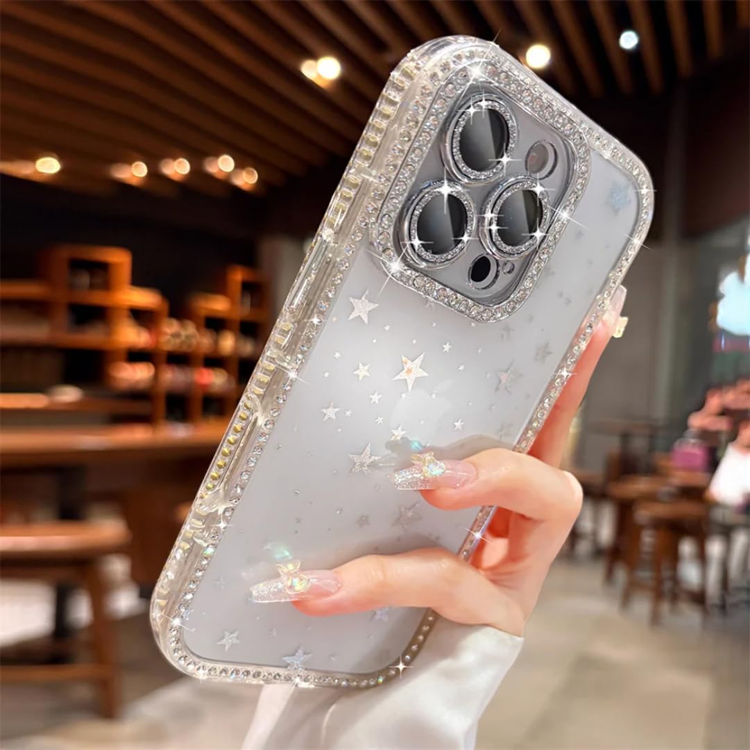 Coque iPhone 14 Pro Max Transparente Paillettes Blanc Protection Caméra