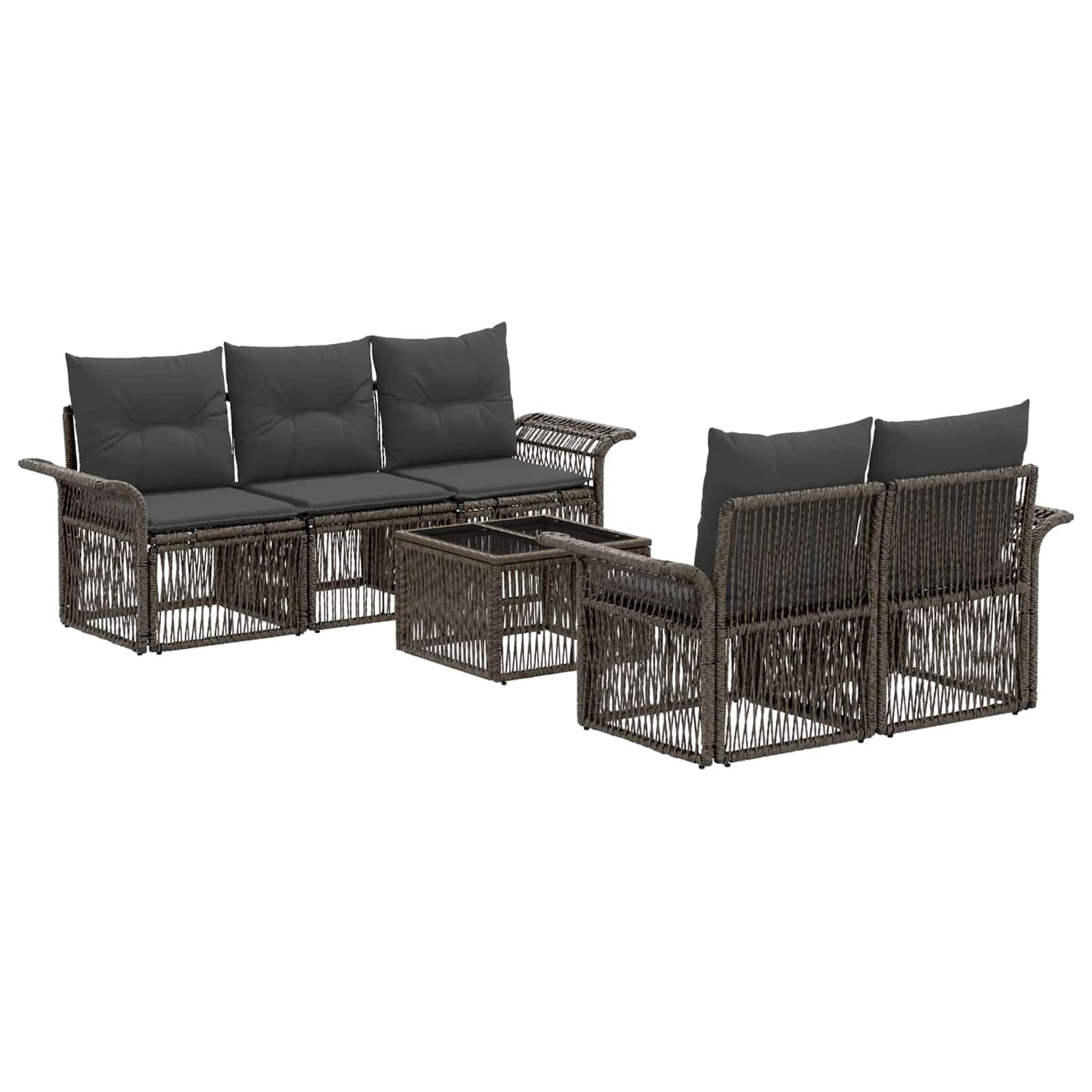 Generisch Gartensofa-Set 6 STK. Grau Poly-Rattan,Möbelgarnituren,49.952 kg-3434759