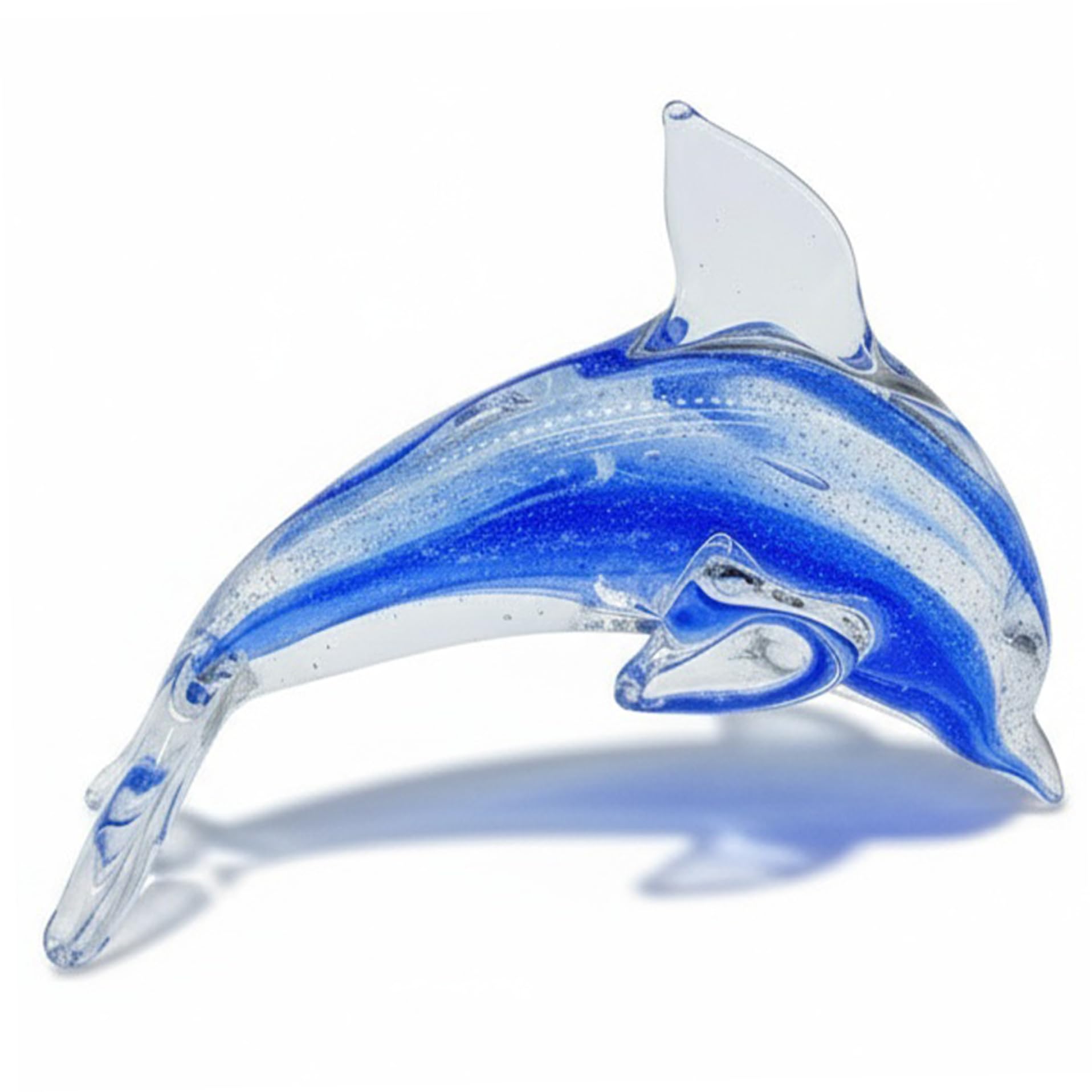 Figurine de dauphin en verre de 14 cm pour decoration de bureau
