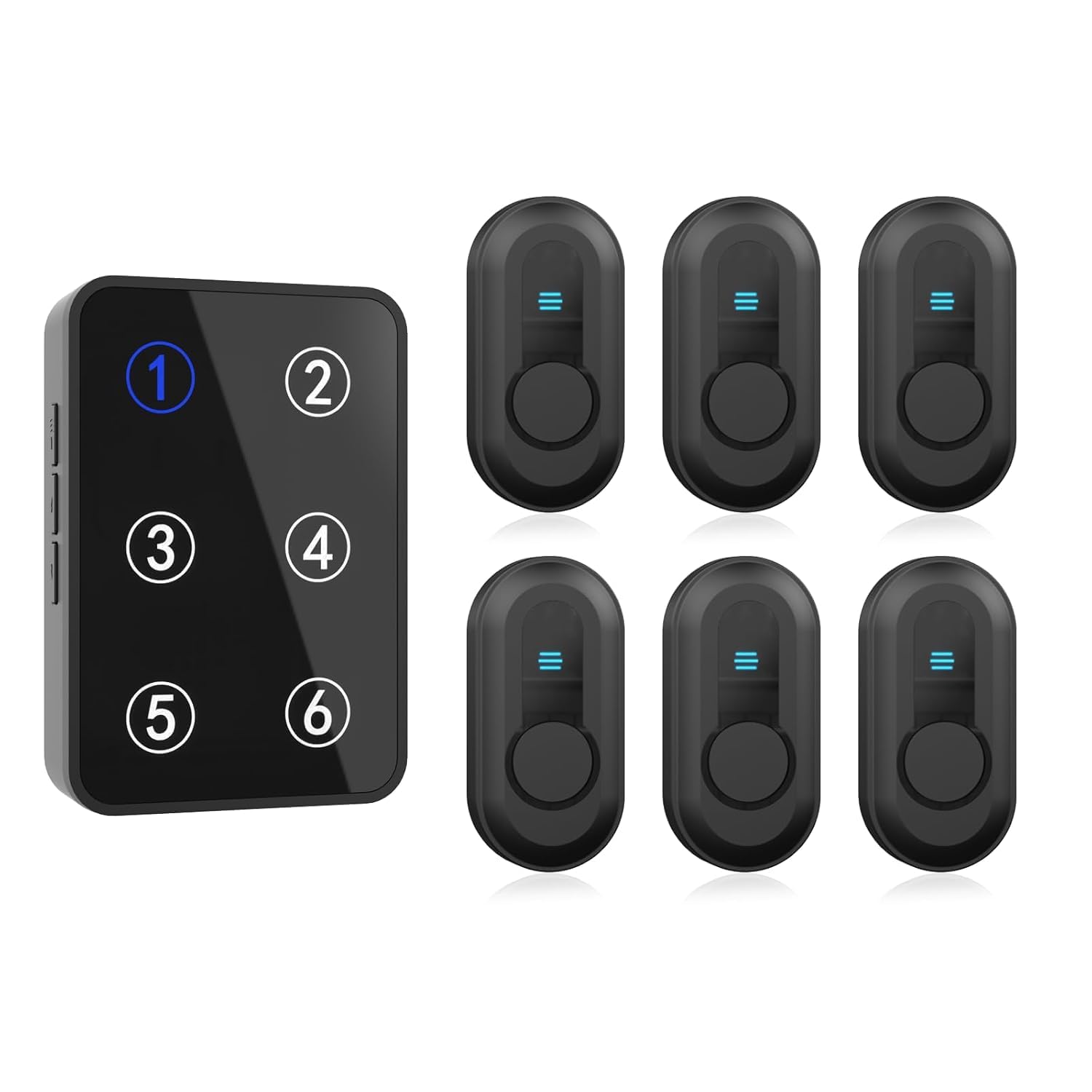 Daytech Elderly Pager, 6-stellige Display-Positionierung, 110 dB, für Zuhause, Pflegeheim, Krankenhaus (1 Empfänger + 6 Tasten)