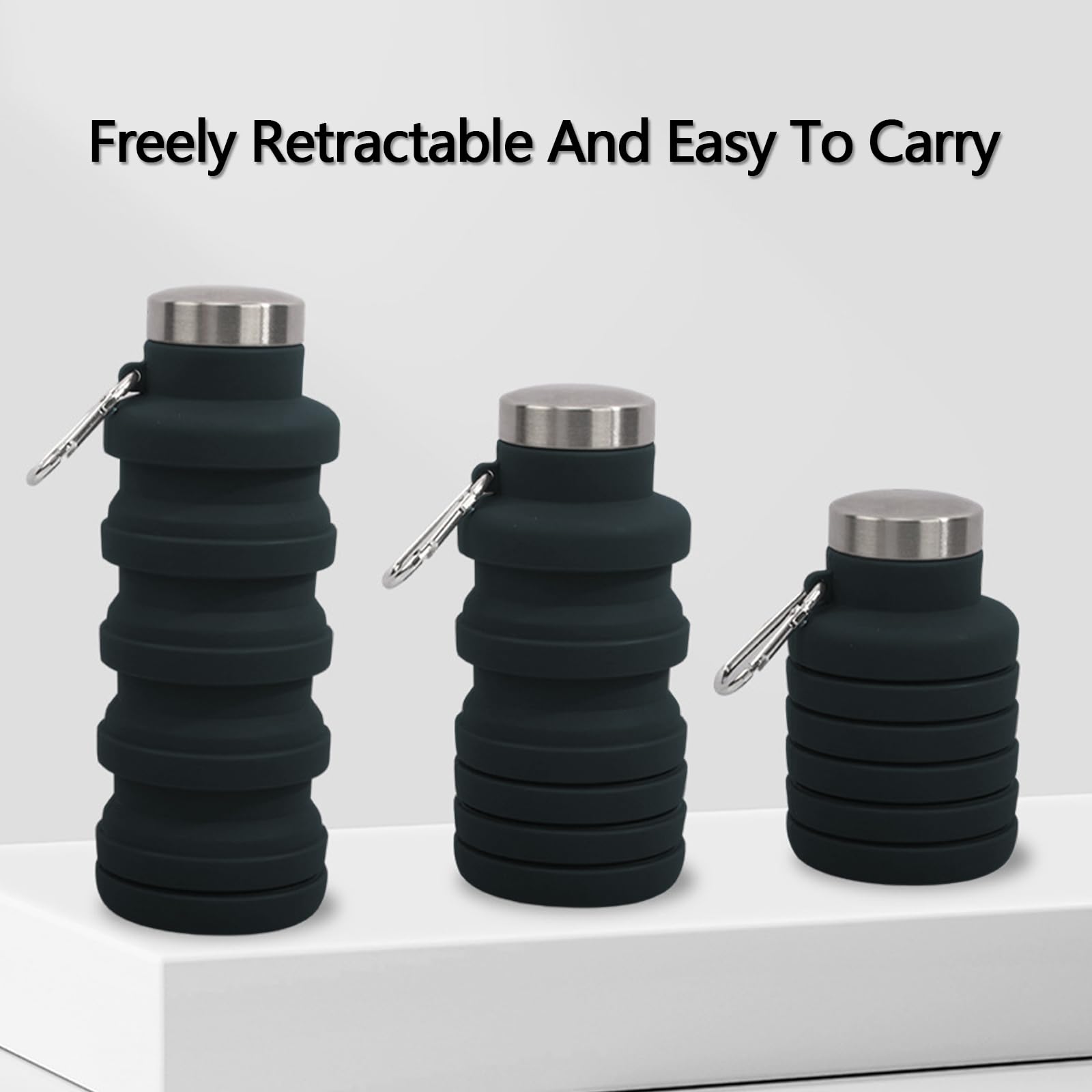 Lizbin Collapsible Water Bottle, Foldable Water Bottles 17oz, Portable Leak Proof Sports Water Bottle - Image 4