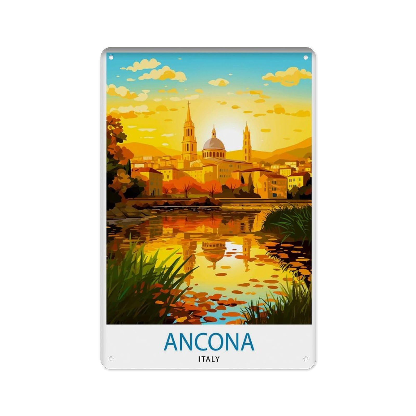 peiyeety Metal Tin Sign Ancona Italy Trip, Ancona Wall Decor, Ancona Poster, Italy Trip, Ancona, Ancona Art 8 X 12 Inch