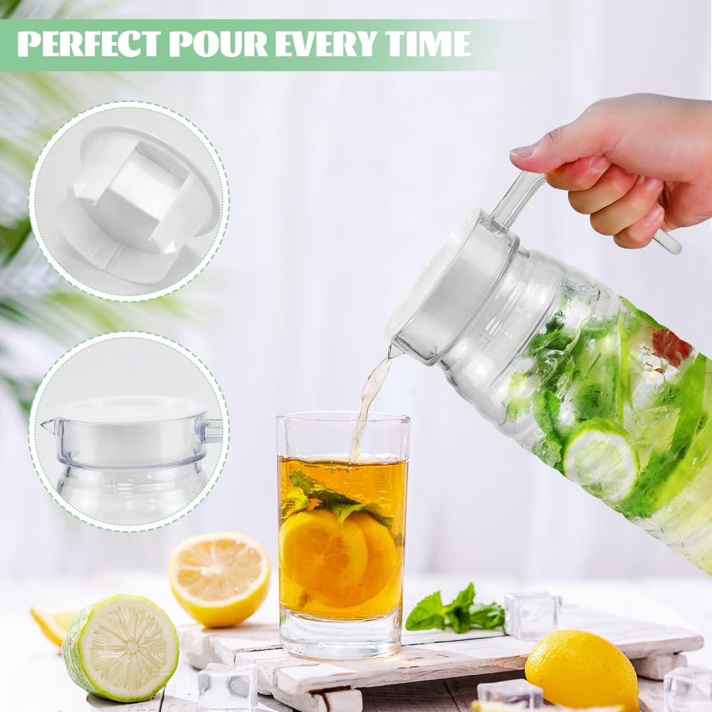 ADERTOS Lot De 2 Carafes à Eau 1,1L Avec Couvercle - Pichet Plastique Transparent Anti-Fuite