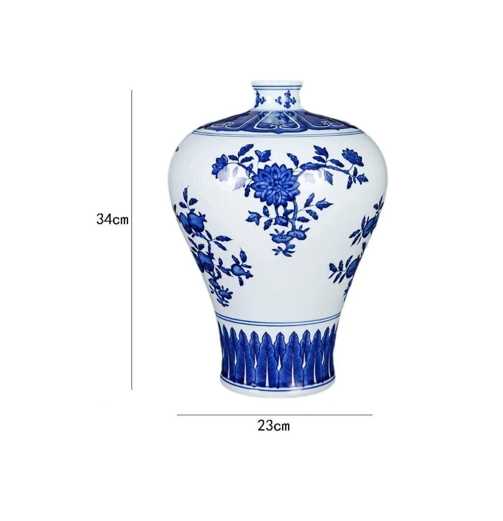 Vasen Vase aus Keramik, handgefertigt, blaues und weißes Muster, Wohnzimmer, Hotelzubehör for Blumen