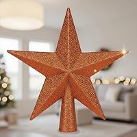 Vista 32 de YYCRAFT Adorno de Estrella con Purpurina para la Punta del Árbol Decoración Navideña - 6 Pulgadas, Rojo