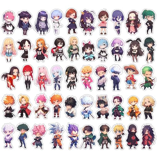Image of Pack of 50+ Mix Anime Chibi Characters Stickers for Laptop, Phone Case, Guitar, Bike, Pc, Scrapbook etc. Waterproof Glossy Laminated Residue Free Anime Stickers