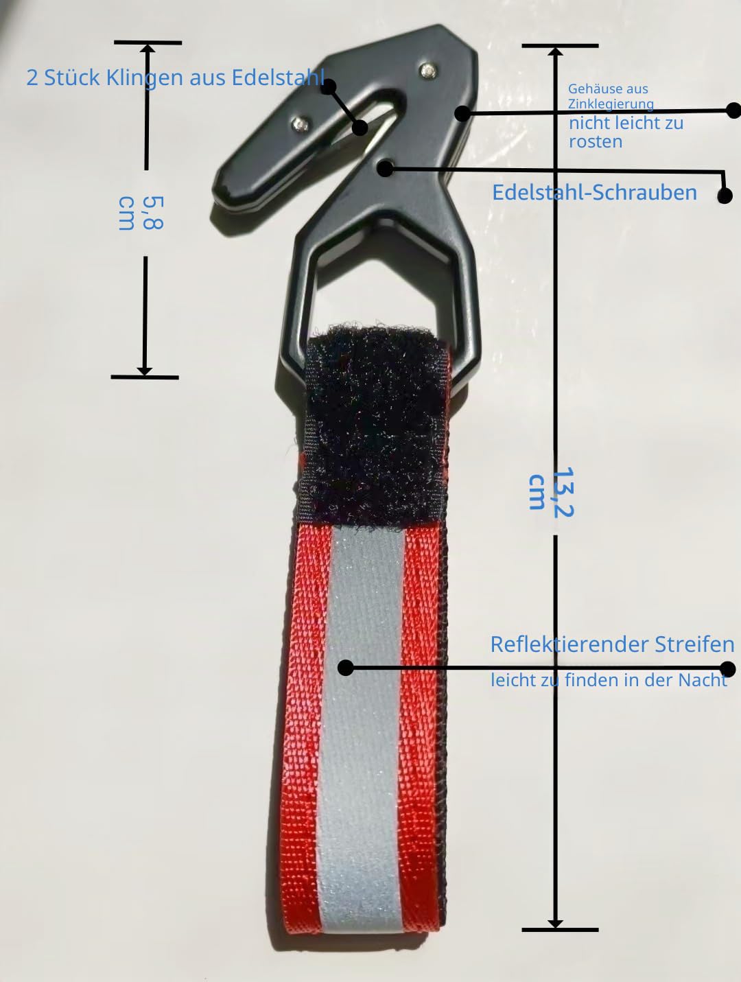 haihong Kite Gliding Sicherheitsmesser mit Tasche für Seesurfen, Ski, Tauchen, Windsurfen, Zubehör, Haken, Grau