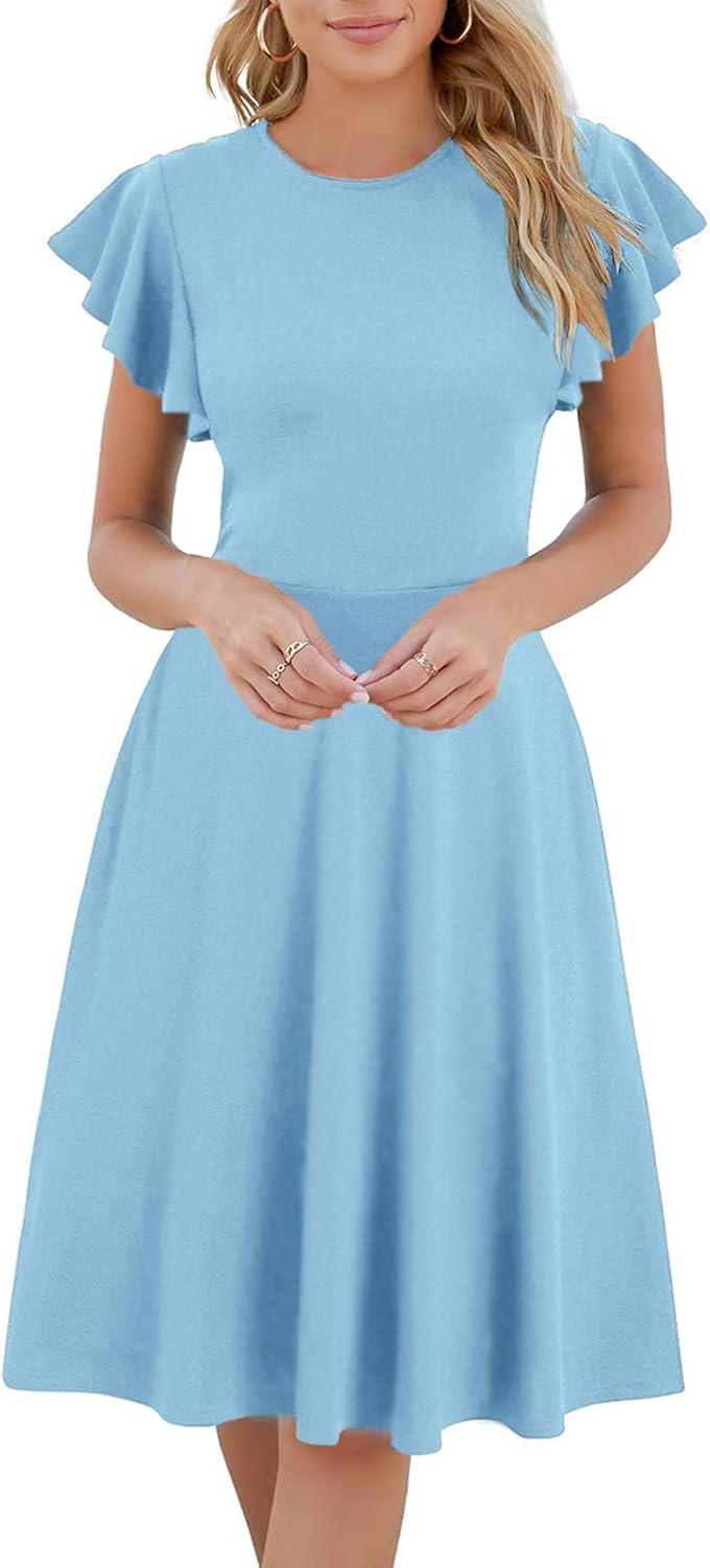 HELYO Womens Semi-Formal Ruffle Sleeves V-Back Work UK Ubuy