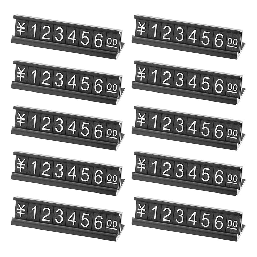 10 Pcs Price Display Counter Stand, Adjustable Price Tag with Aluminum Base for Price Display Cube Block Kit for Retail Shop (Black)