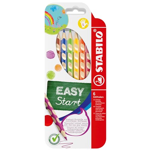 STABILO - Ergonomischer dicker Buntstift für Linkshänder - EASYcolors - 6er Pack