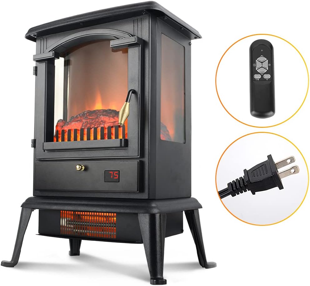 VOLTORB Freestanding Portable Electric Fireplace Heater Stove w/Remote Control