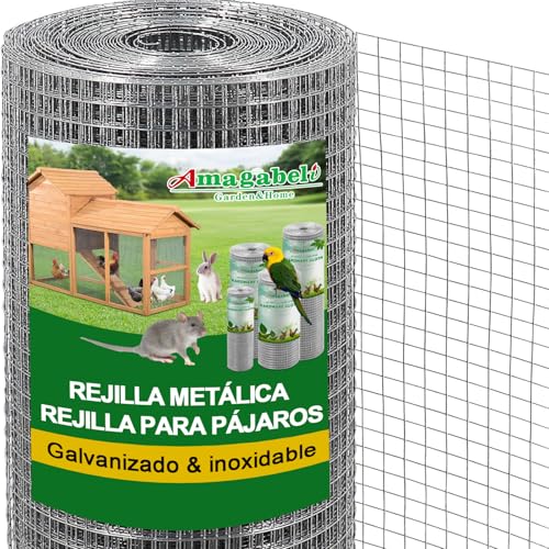 Amagabeli Malla Electrosoldada Galvanizada Malla Soldada 12,7x12,7/50cm, Rollo 25 Metros Rollo Malla Alambre Metalica Grosor del Alambre Malla Pajarera Metalica