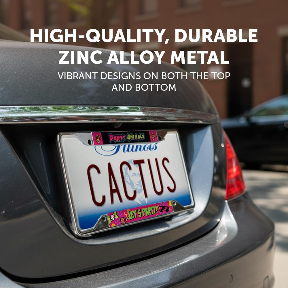 Desert Cactus Party Animals License Plate Frame Baseball Metal for Front or Back of Car Officially Licensed (Style A)