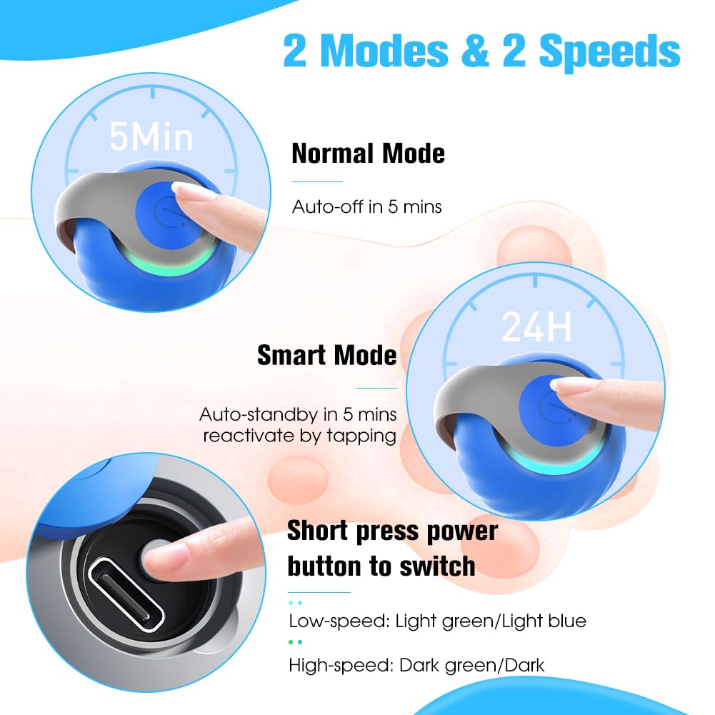 2025 New Upgrade Speedy Tail Cat Toy, Smart Interactive Pet Toys Comes with 4 Tails, Reinforced Version of The Cat Toys Balls, Two Speed Adjustment (Blue)