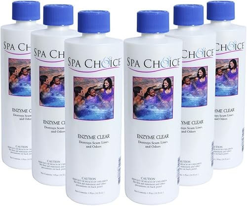 SpaChoice 472-3-1011-06 Clarificador enzimático transparente para spas y jacuzzis, 1 pinta, paquete de 6