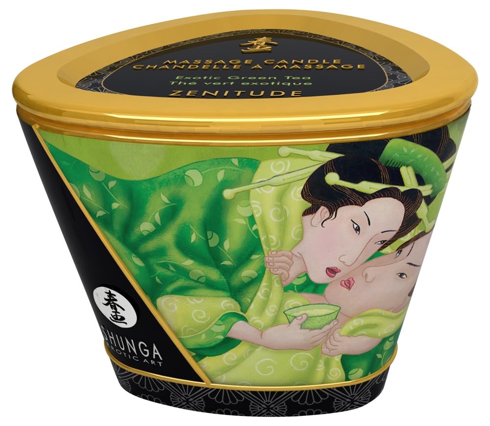 SHUNGA Bougie de Massage Lueur et Caresse Thé Vert Exotique 170 ml