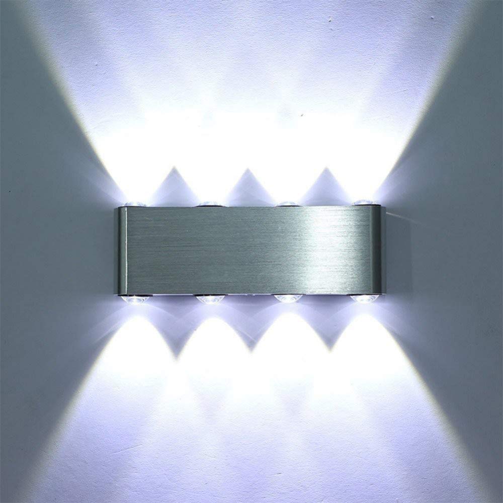 AIRUI Modern LED Wall Lights Sconces Aluminum Up Down Wall Lamp Indoor Light Fixture for Living Room Bedroom Corridor,ColdWhite-8W