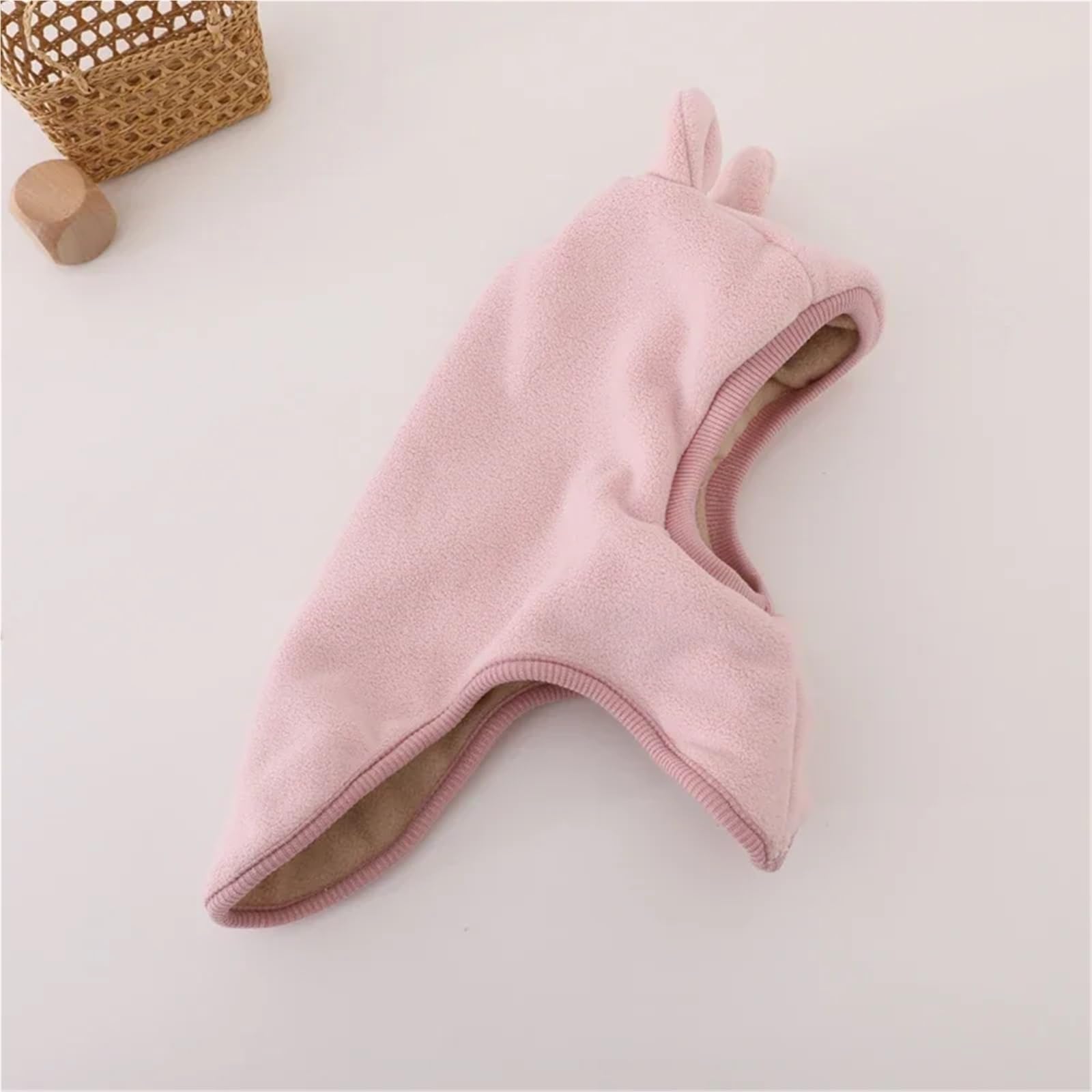 Winter Cartoon Bear Ear Hat, Plush One-Piece Hood Beanie for Kids, Ear Protection Cap for Boys & Girls 1-5 Years(02coffee)
