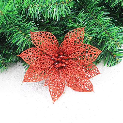 image for Hamiggaa 30 Pieces Christmas Poinsettia Flower Decoration Artificial C