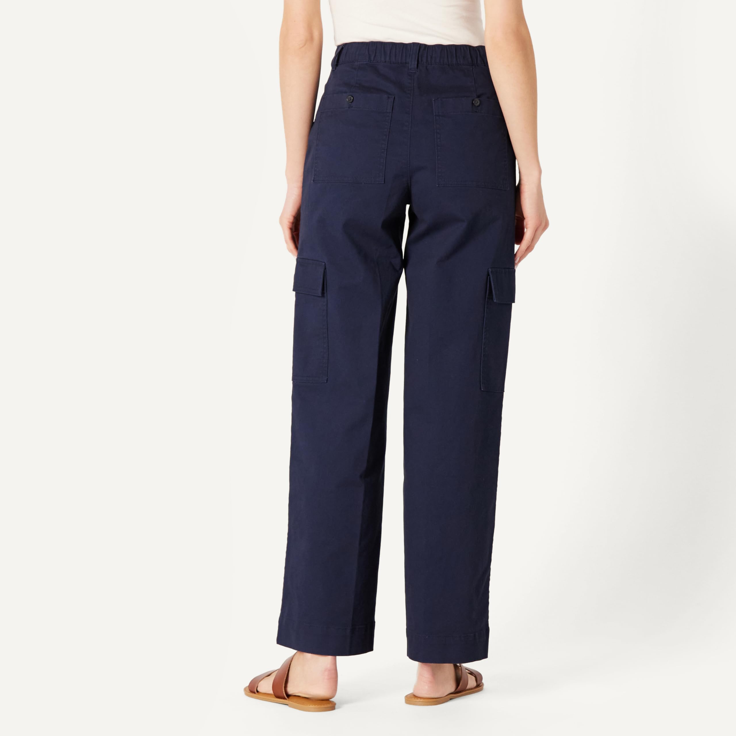 Amazon Essentials Femme Pantalon Cargo Taille Haute et Jambes Larges, Coupe Décontractée