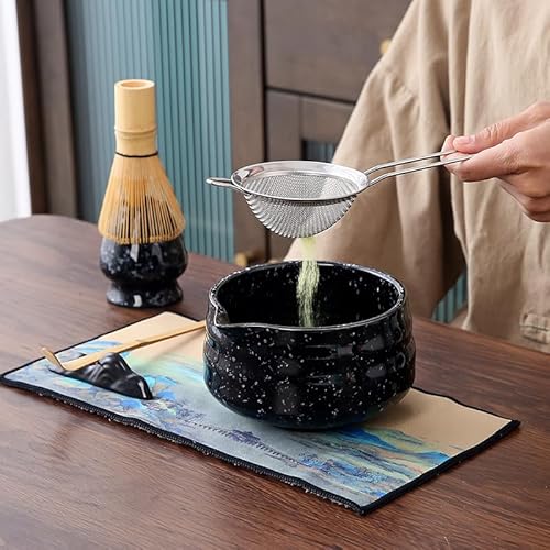 Mochachaju Black Mottled Matcha Whisk Set