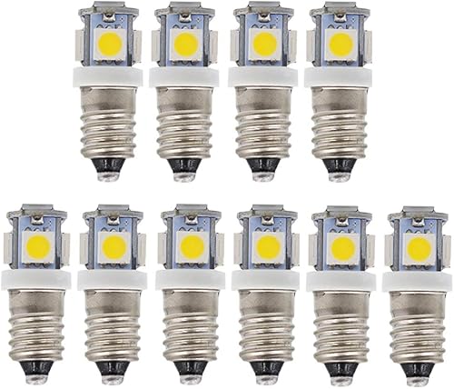 10pcs E10 12V Blanco frío Bombillas LED Lámparas de luz 5SMD 0.5W 50LM (blanco frío, 12v)