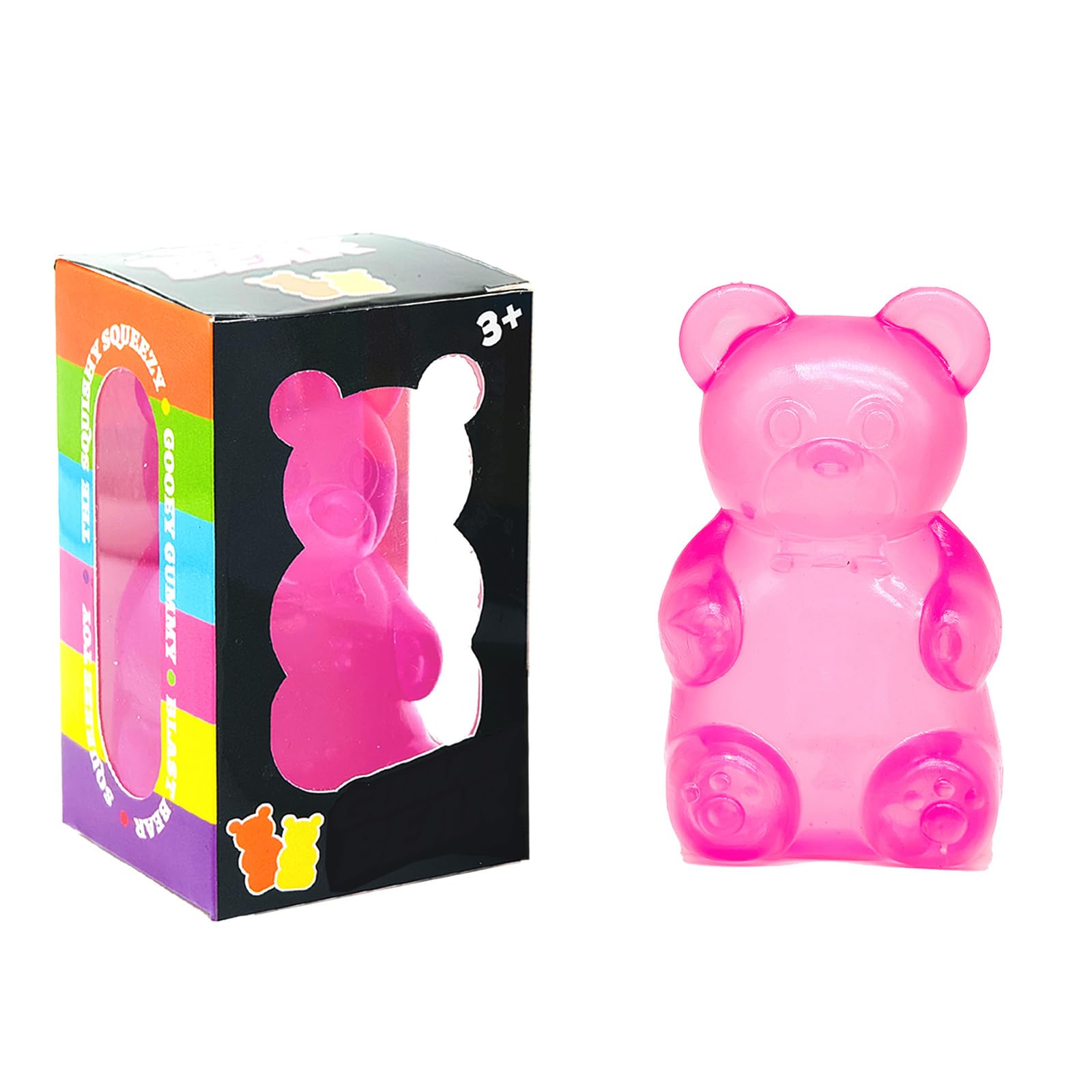 Squishy Stress Toys Little Bear Squeeze Balls Soft Sensory Squishy Fidget Toys Relieves Stress for Kids and Adults Desk Decor 01-Pink