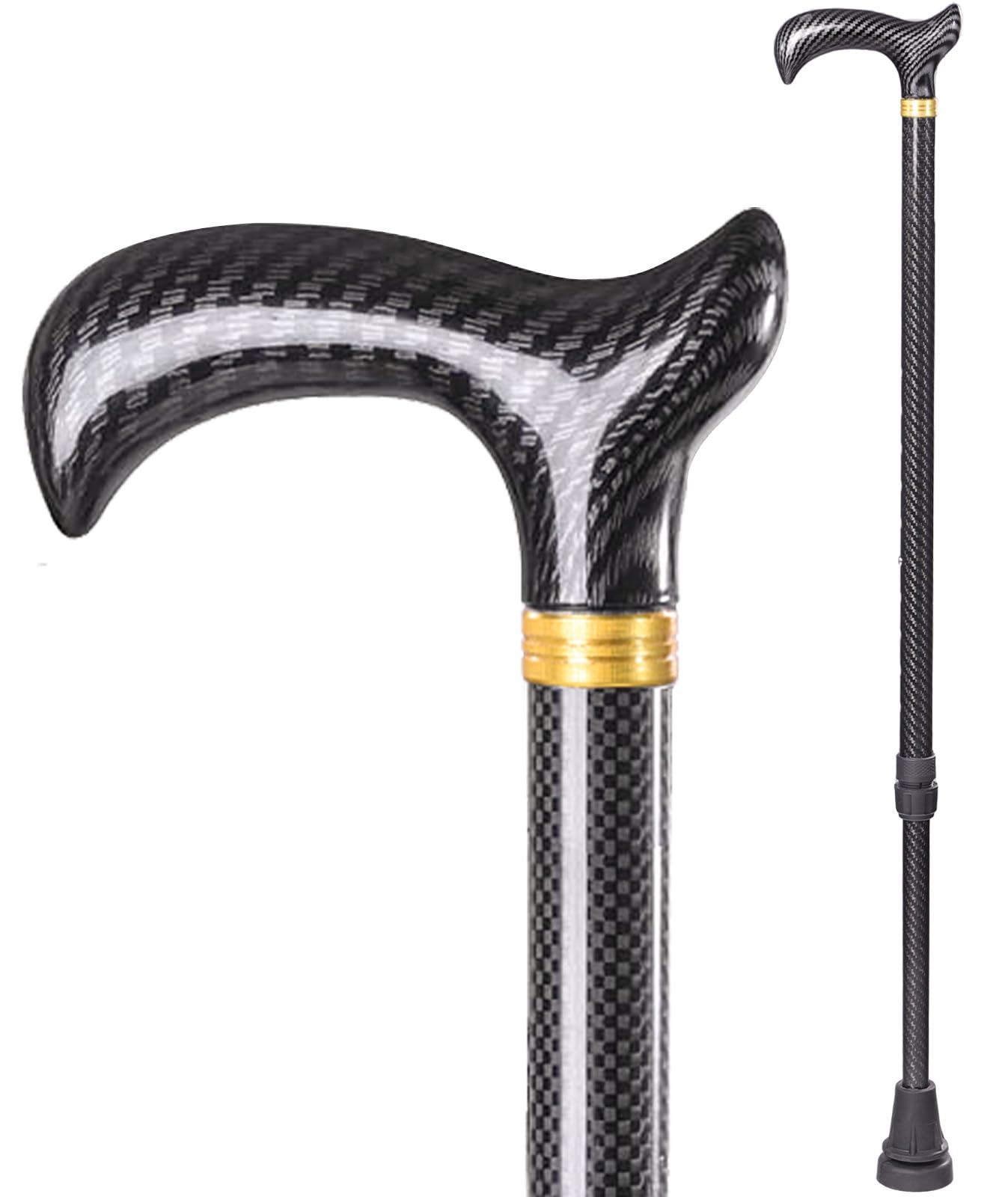 Carbon Fiber Walking Cane for Men and Women, Ultra Lightweight Adjustable Height Walking Stick with Non-Slip Base for Stable Support, Durable Daily Mobility Aid for Elderly and Outdoor Use