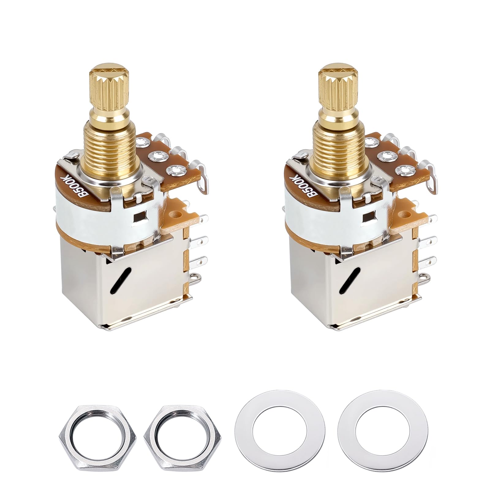 Banworks Full Brass B500K M8 Thread Push Pull Guitar Pots Metric 18-Spline
