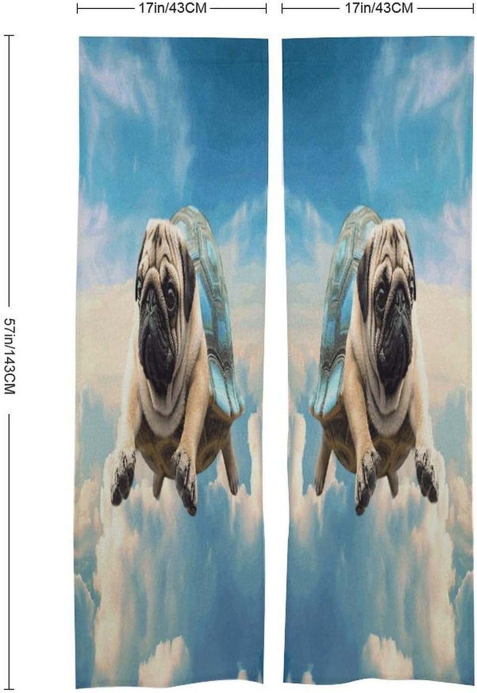 Funny Turtle Pug Dog in The Sky Door Curtain Printed Doorway Noren Japanese Style Doorway Room Divider Curtains for Privacy Partition Divider Kitchen Home Decorations Wall Hanging