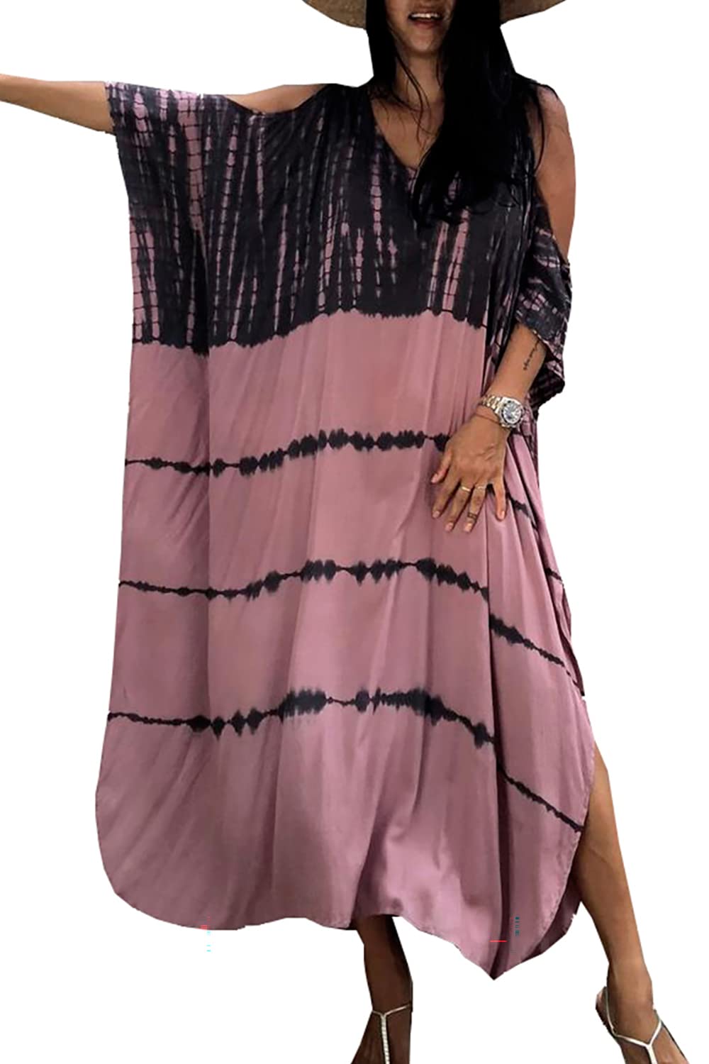 L-Peach Kimono Bohemio Cardigan para Mujer Ropa de Salón Batas de Gran Tamaño Vestido de Playa Pareos