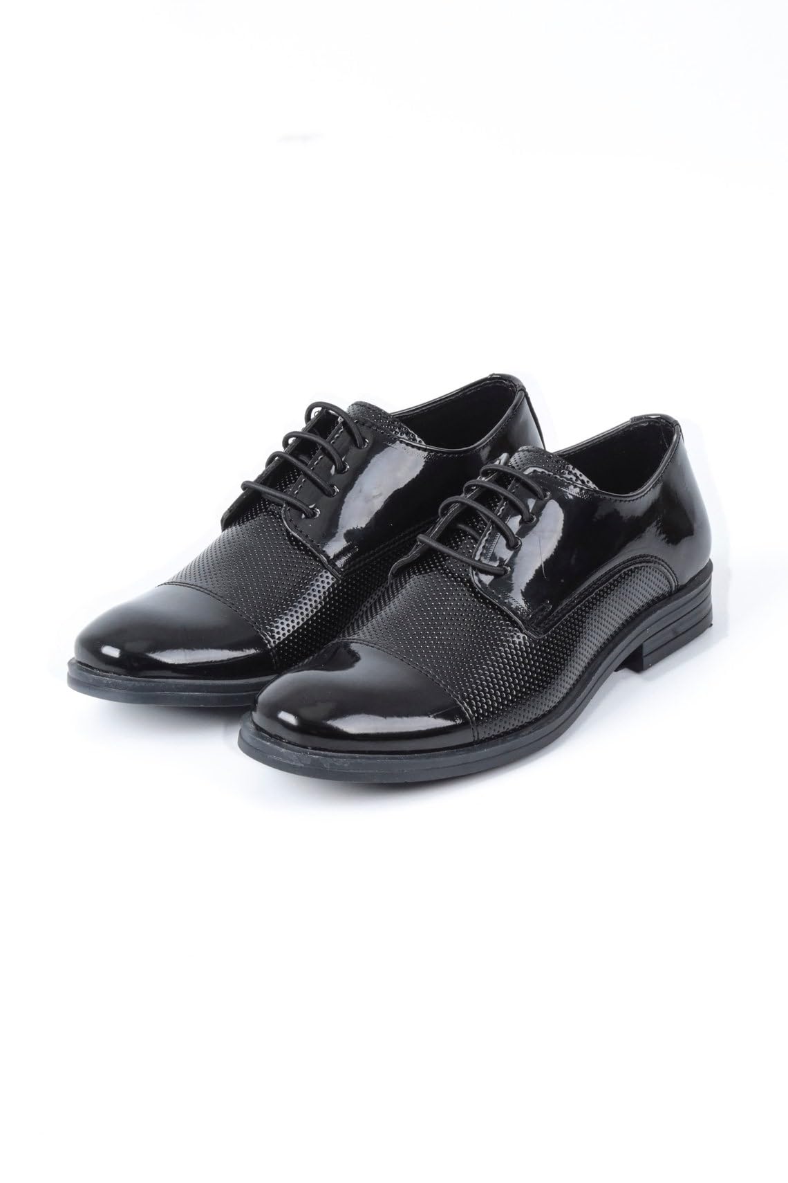 SIRRI Scarpe Eleganti da Sposa e da Ballo Formali Ragazzi, con Lacci, in Vernice Nera e a Pois Taille 24