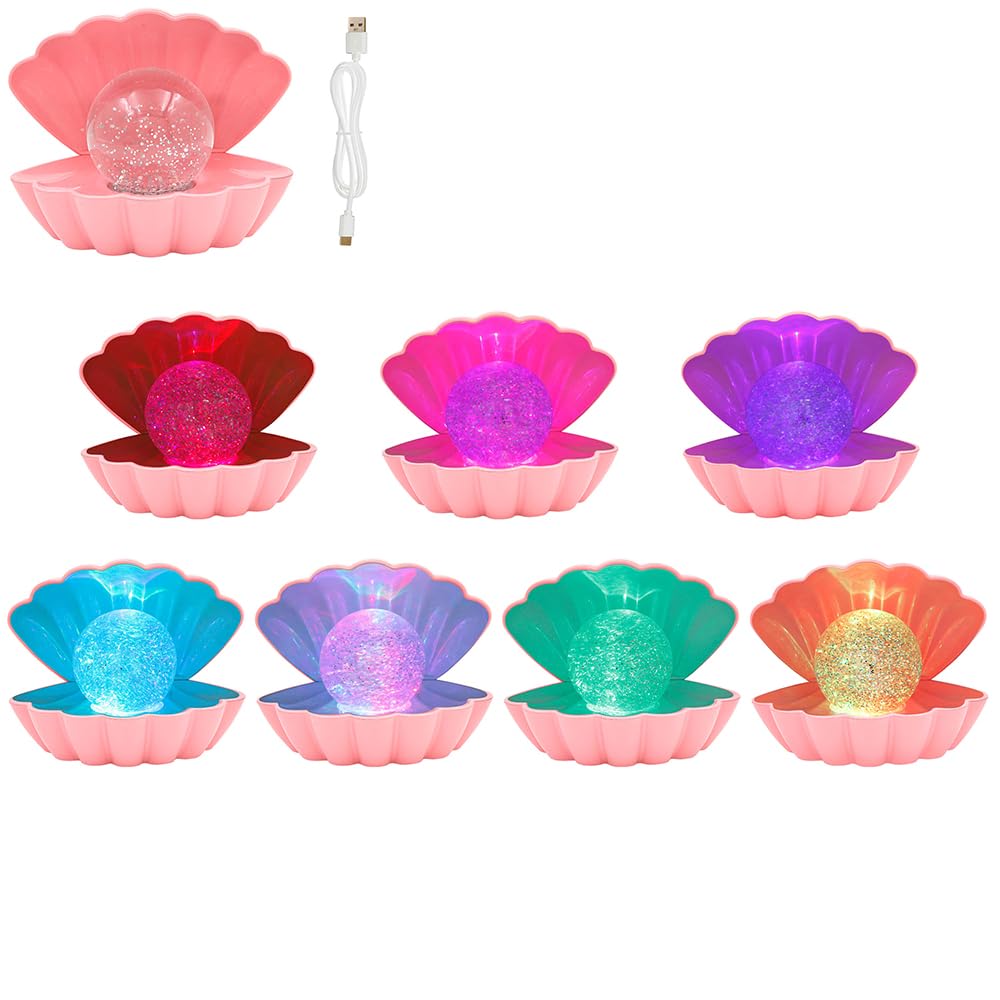 Sea Shell Pearl Glitter Lamp Mood Light LED Colour Changing Lesser & Pavey Pink