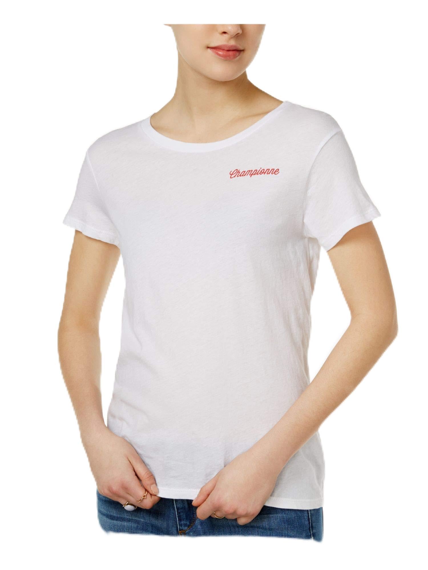 CHRLDR Womens White Championne Short Sleeve Jewel Neck Top Size: XS