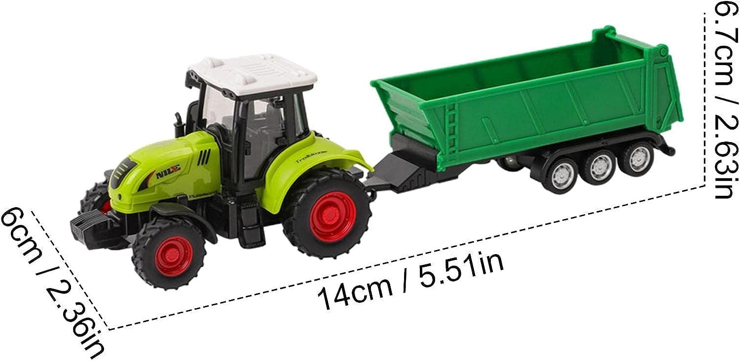 Ensemble de Jouets de la Ferme 1:55, 2 tracteurs à Friction, Un avec Chargeur Frontal et Pince à bûches + 3 remorques universelles + 5 Troncs d'arbre pour Les Enfants à partir de 1 an